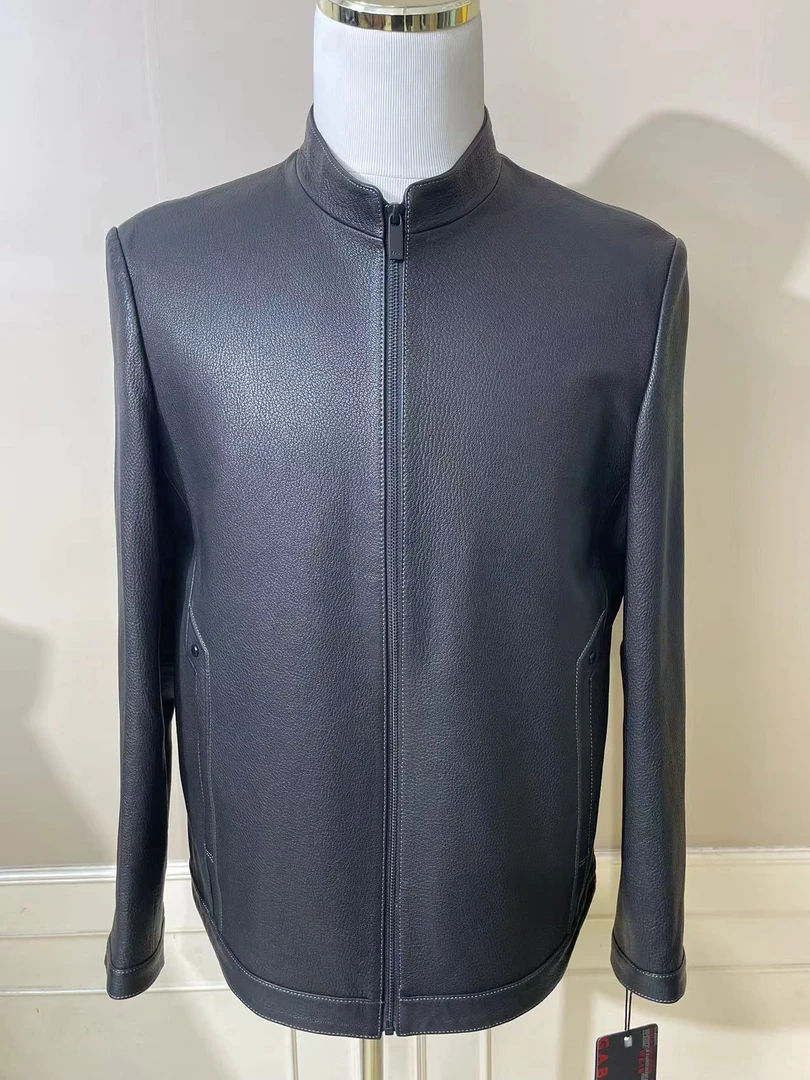 男士真皮立领皮衣2166