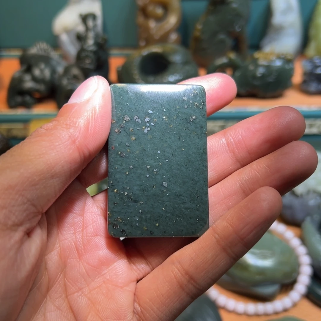 和田玉足银镶嵌挂件