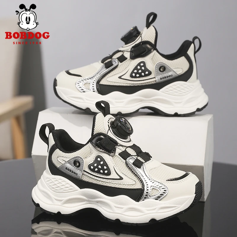 Bobdog/巴布豆春季开学季运动鞋休闲透气减震旋转纽扣男女童童鞋
