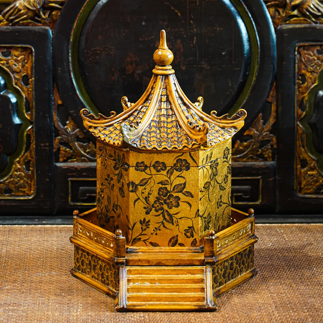 【本尼家】YS156法式中国风天坛造型手绘花卉图案装饰盒摆件