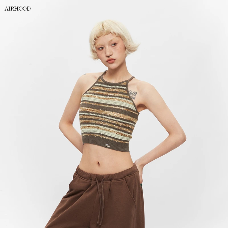 AIRHOOD时尚针织衫吊带背心女夏季设计内搭外穿辣妹短款上衣N5079
