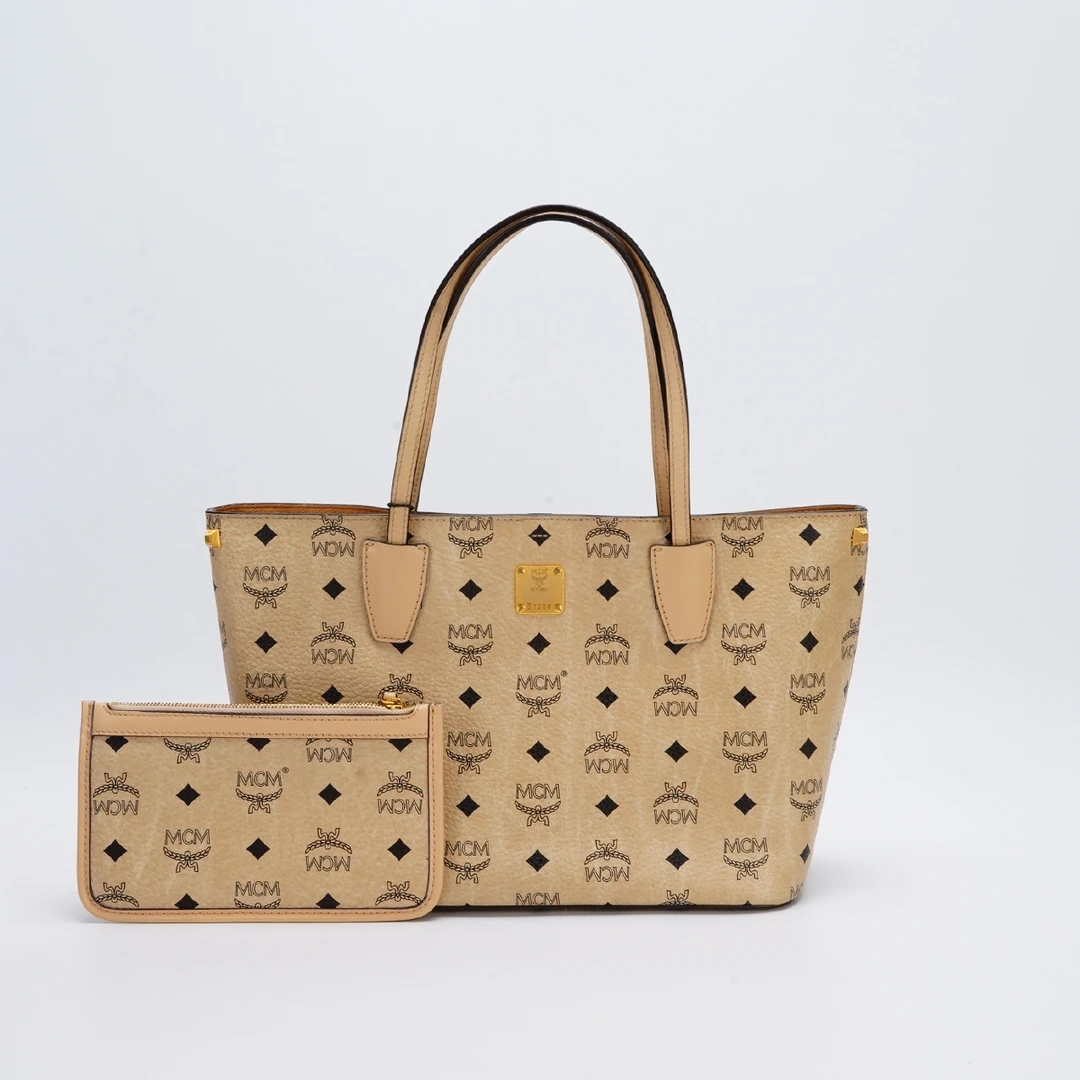 95新 MCM 【诗诗】MCM 子母包 米色 皮革 mini 托特包