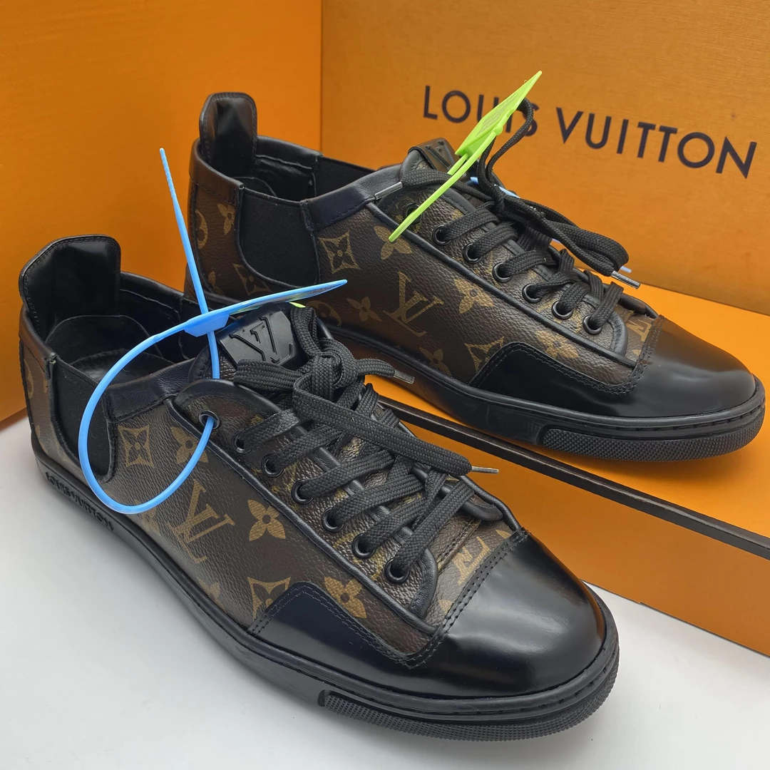95新 LouisVuitton/路易威登 40.5/41欧码/二手黑棕老花板鞋
