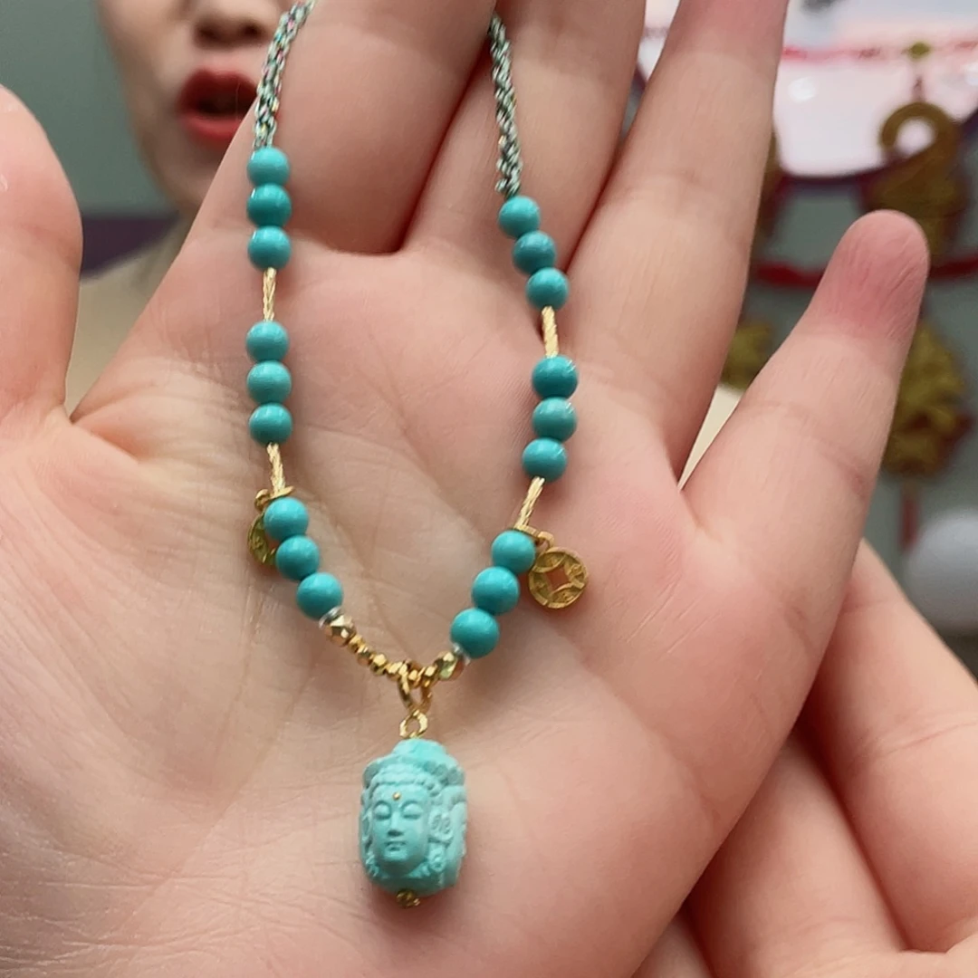 绿松石颈饰18K金镶嵌