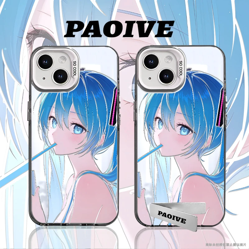初音未来创意适用苹果华为vivoiPhone小米三星防摔彩银手机壳