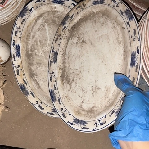 瓷片国营厂库存微瑕31厘米椭圆