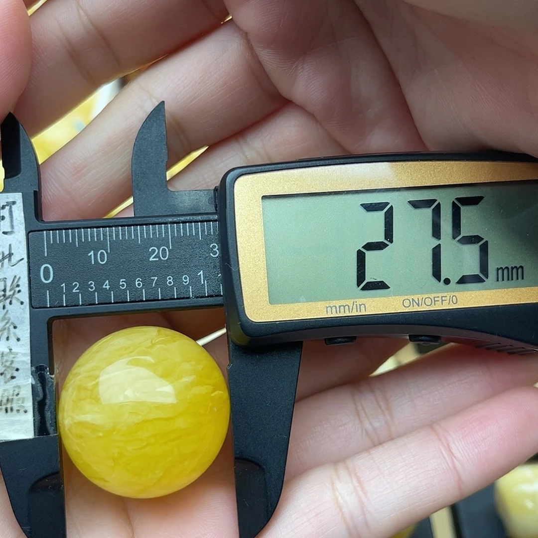 裸石琥珀未镶嵌蜜蜡圆珠梦金橘黄虎皮