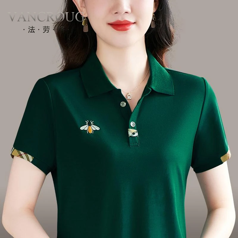 法劳格高端短袖t恤女2025新款夏季polo衫T恤套头衫上衣中年妈妈