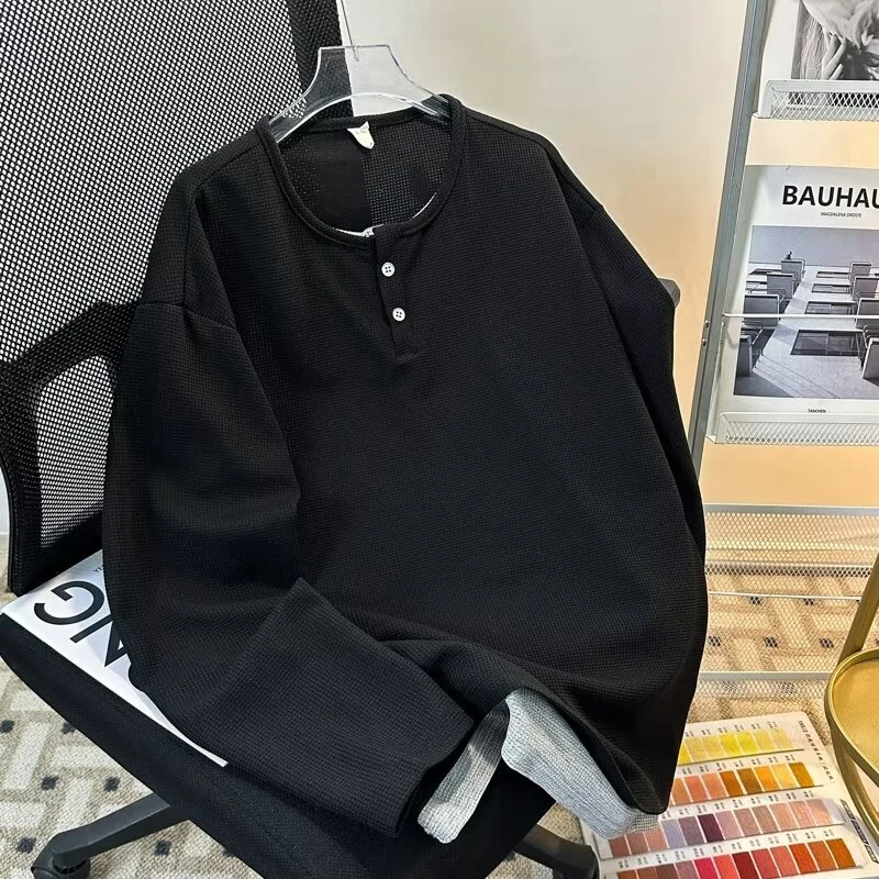 2025美式复古慵懒长袖t恤男女春秋oversize冷淡风休闲打底衫潮牌5