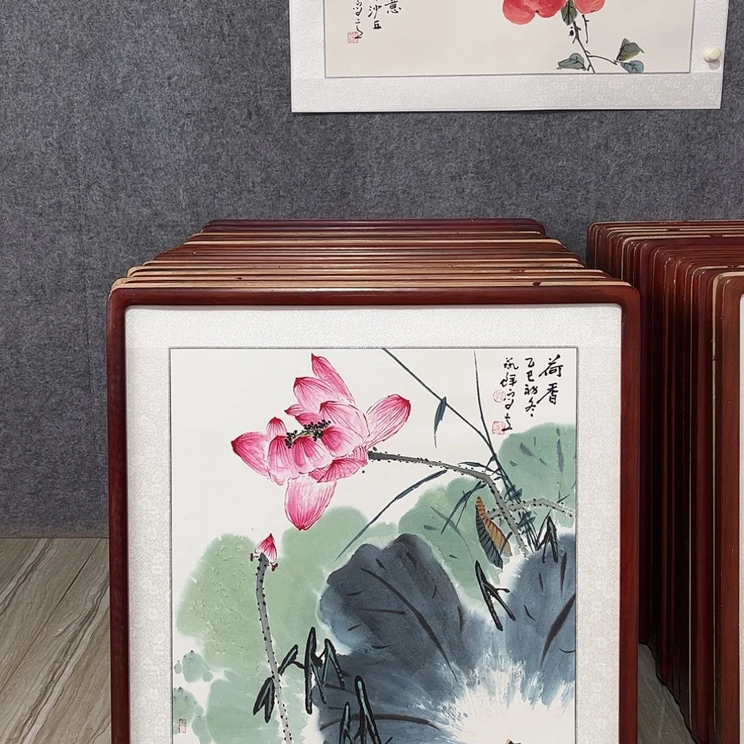 国画书画作品带框63×63