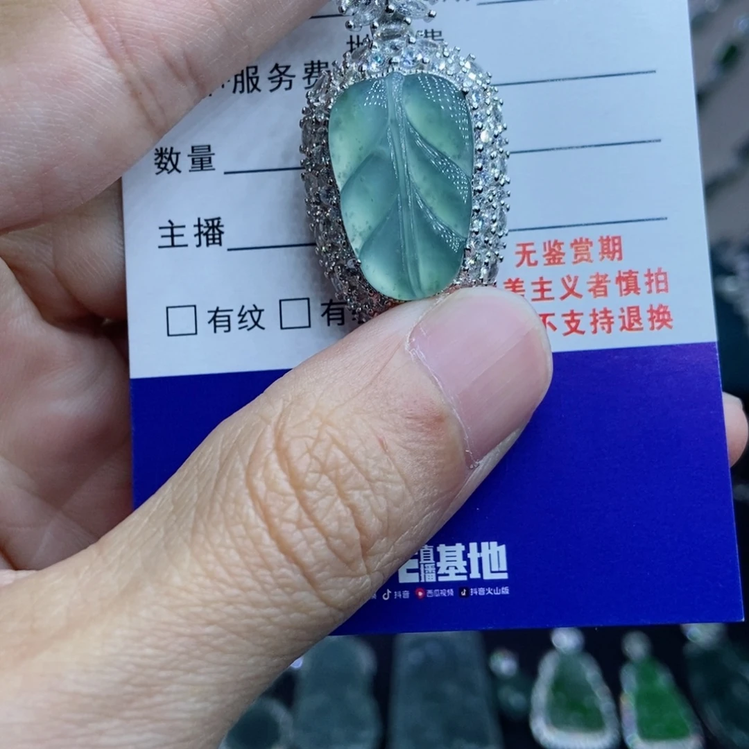 翡翠未镶嵌颈饰叶子
