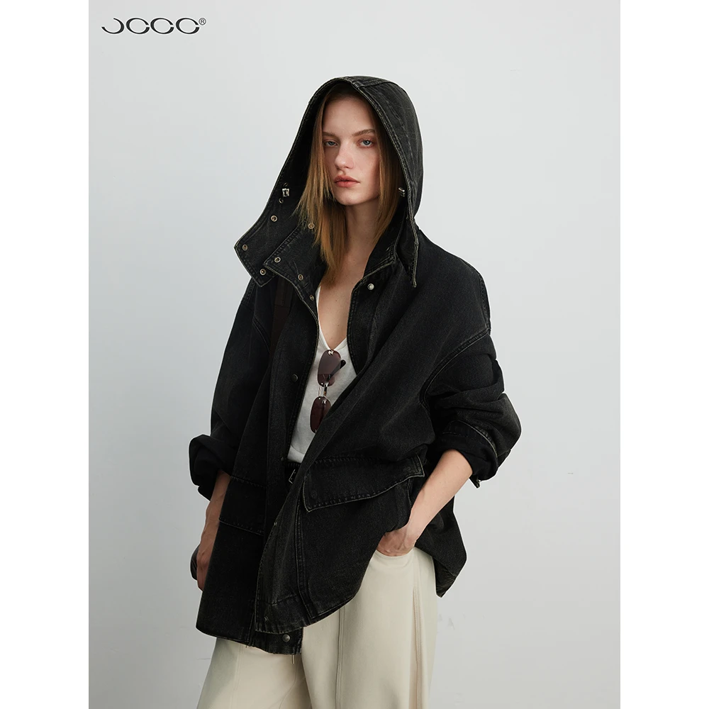 JCCC影子【“黑标/限量”黯黑】黑色重工连帽大口袋牛仔外套JE5BSH12