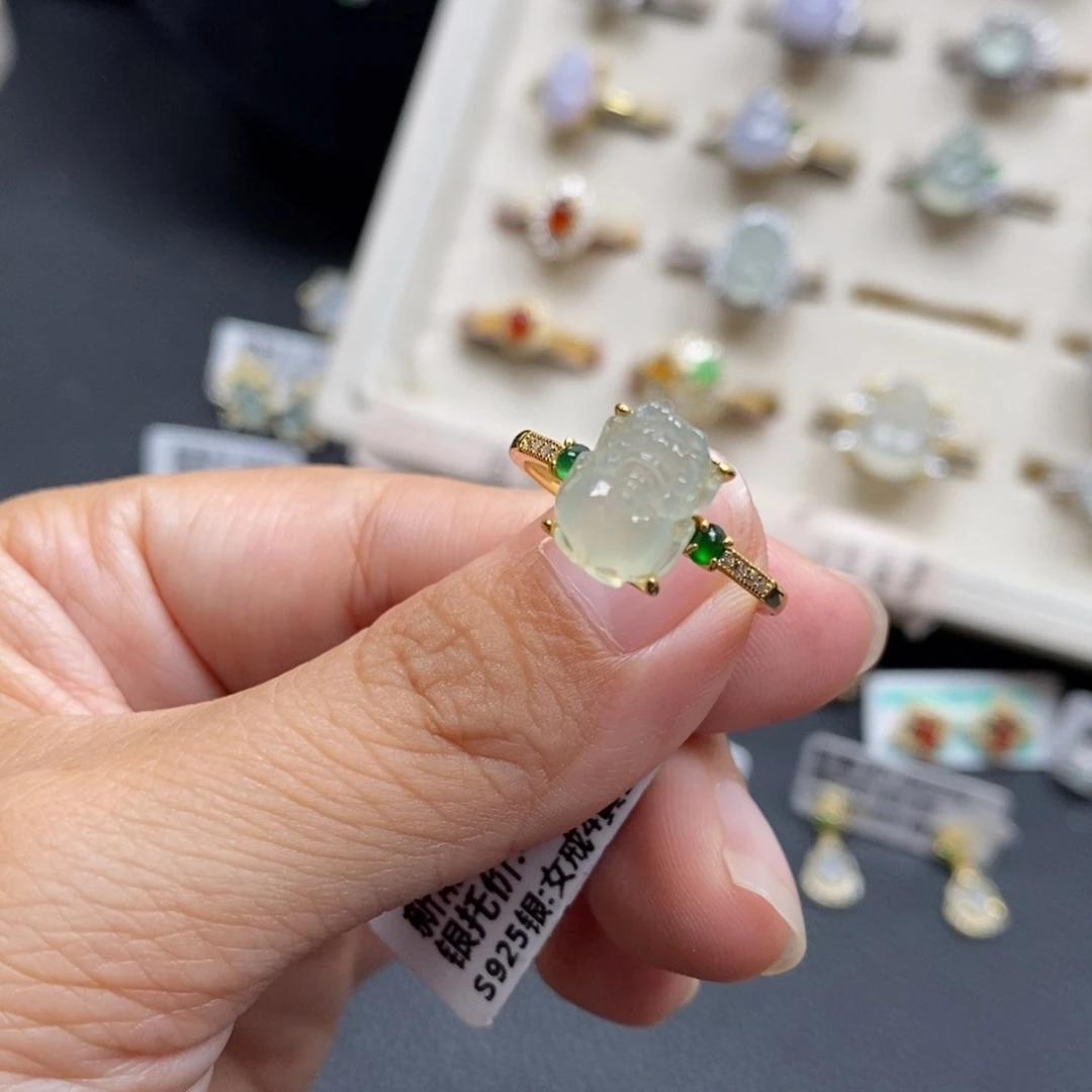 翡翠银S925镶嵌戒指