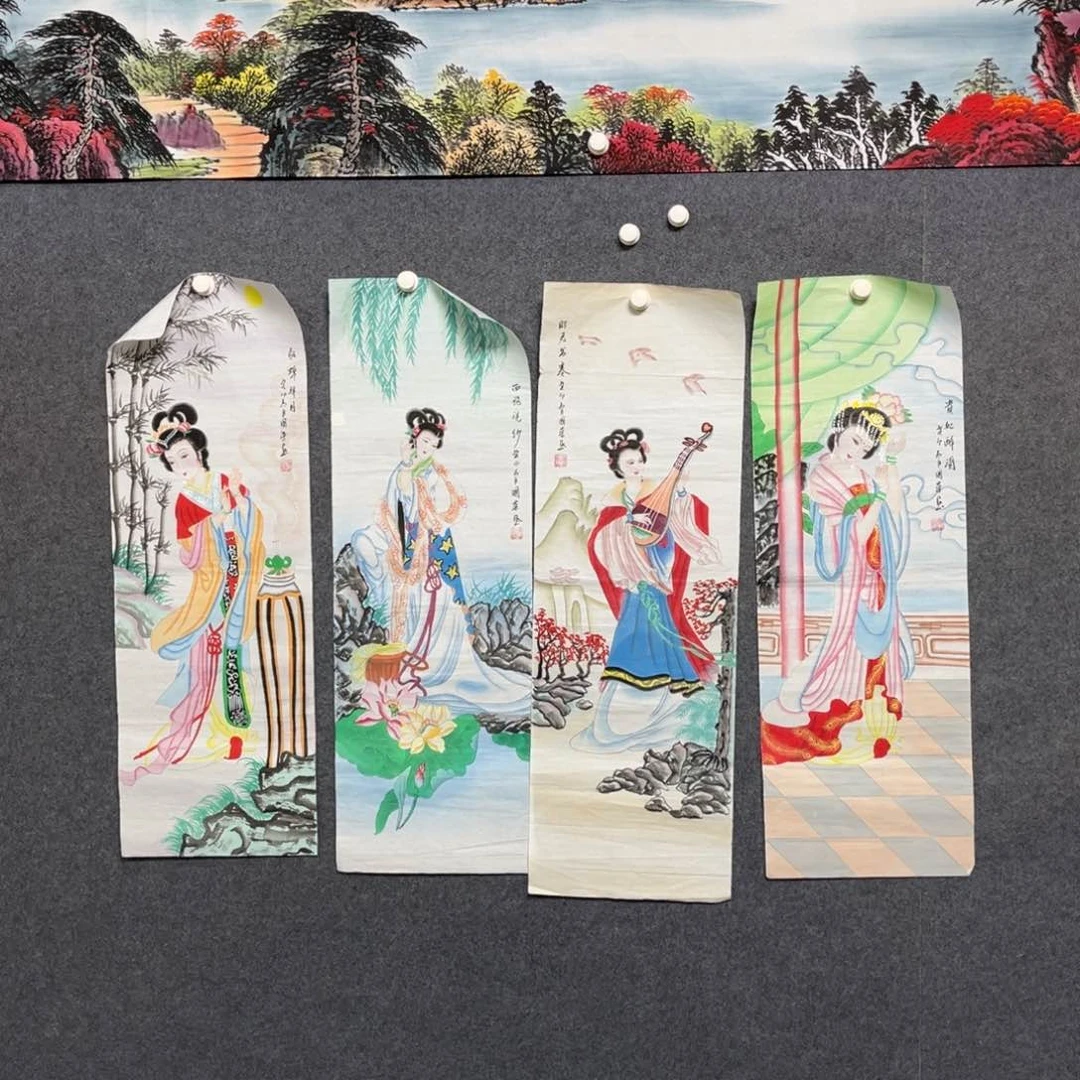 国画四条屏人物一幅