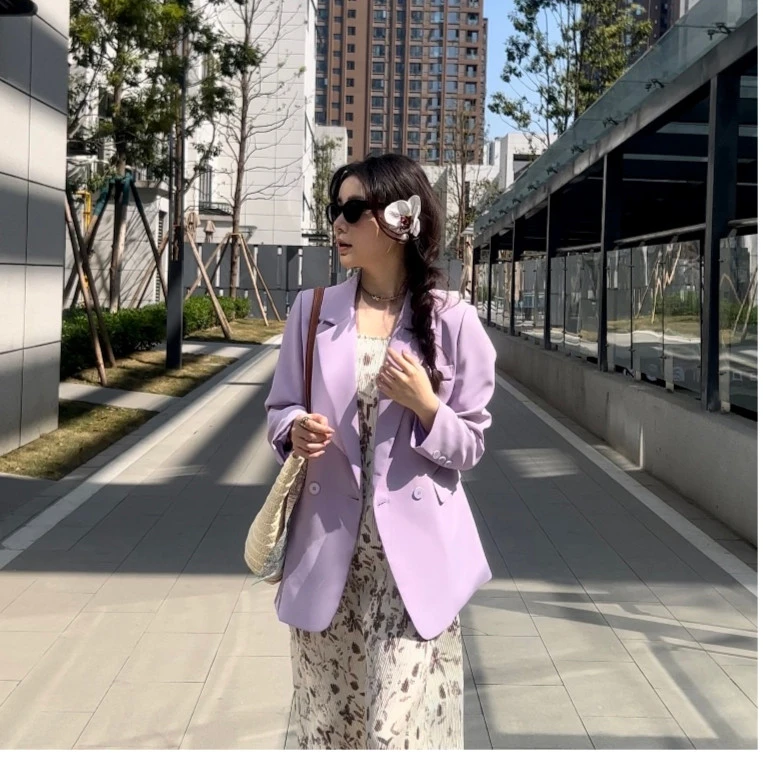 2025新款芥末绿西装外套女韩版宽松显瘦高级感小个子休闲西服