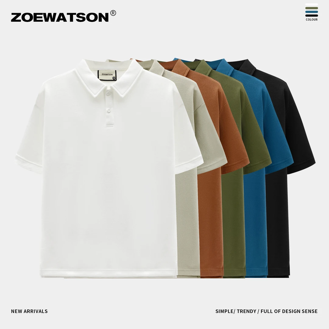 【ZOEWATSON】夏季男士休闲透气翻领商务纯色简约宽松百搭情侣7067