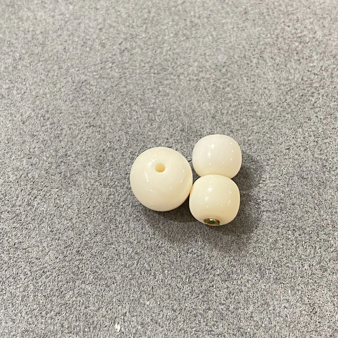 【佳哥严选】J54785-猛犸冰白牙心对珠+单珠套装-10mm｜8mm