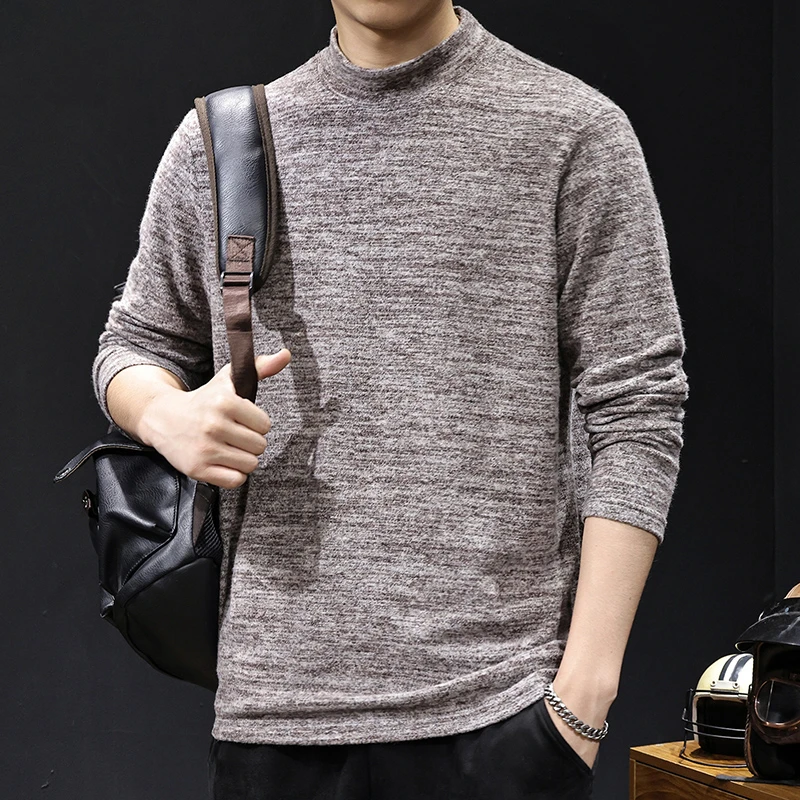 MR.MUDI/穆迪先生美式重磅长袖t恤男春秋潮牌宽松休闲半高领体恤