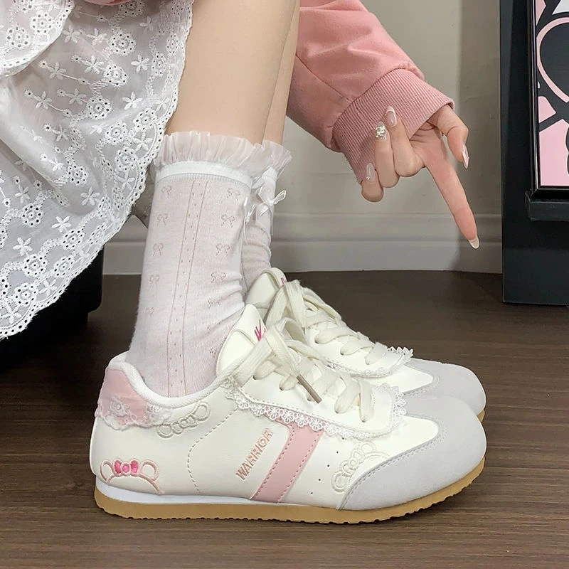 回力女鞋2025新款可爱猫刺绣运动鞋女德训鞋韩系百搭板鞋休闲鞋女