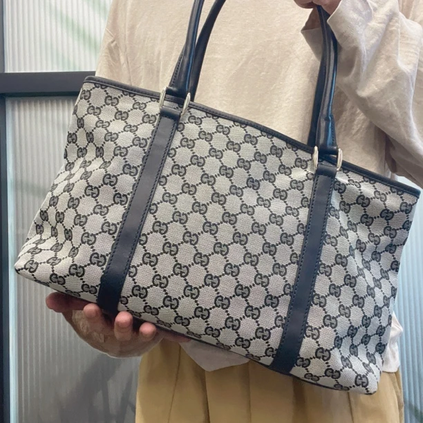 95新 GUCCI/古驰 【龙】23PP05 帆布老花单肩托特包