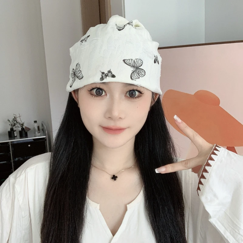 产妇月子帽孕妇坐月子时尚蝴蝶包头帽夏季薄款产后堆堆帽四季护头