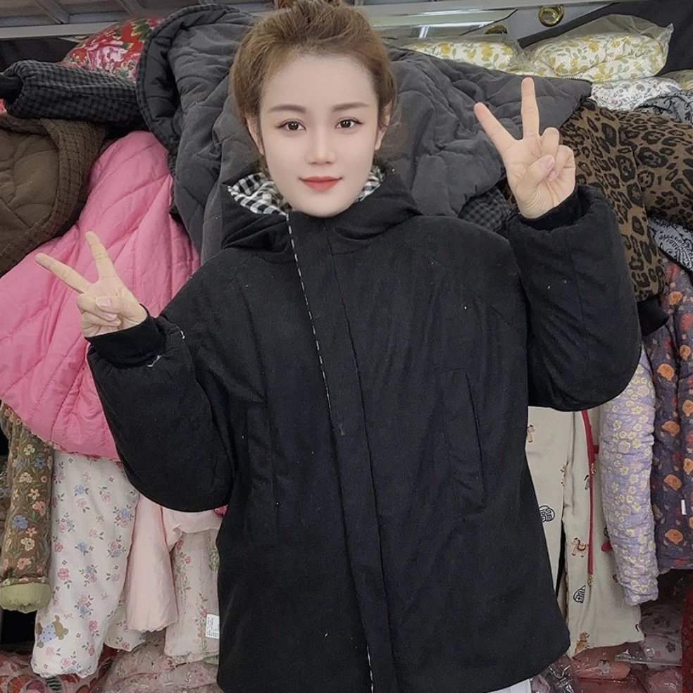 棉花纯色宽松显瘦可外穿连帽拉链款加厚家居服