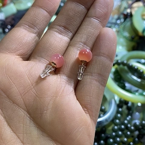 玛瑙/玉髓耳钉未镶嵌一对