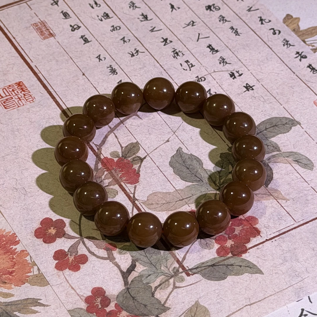 【Y】ZX187010和田玉糖料圆珠单圈素串11mm+