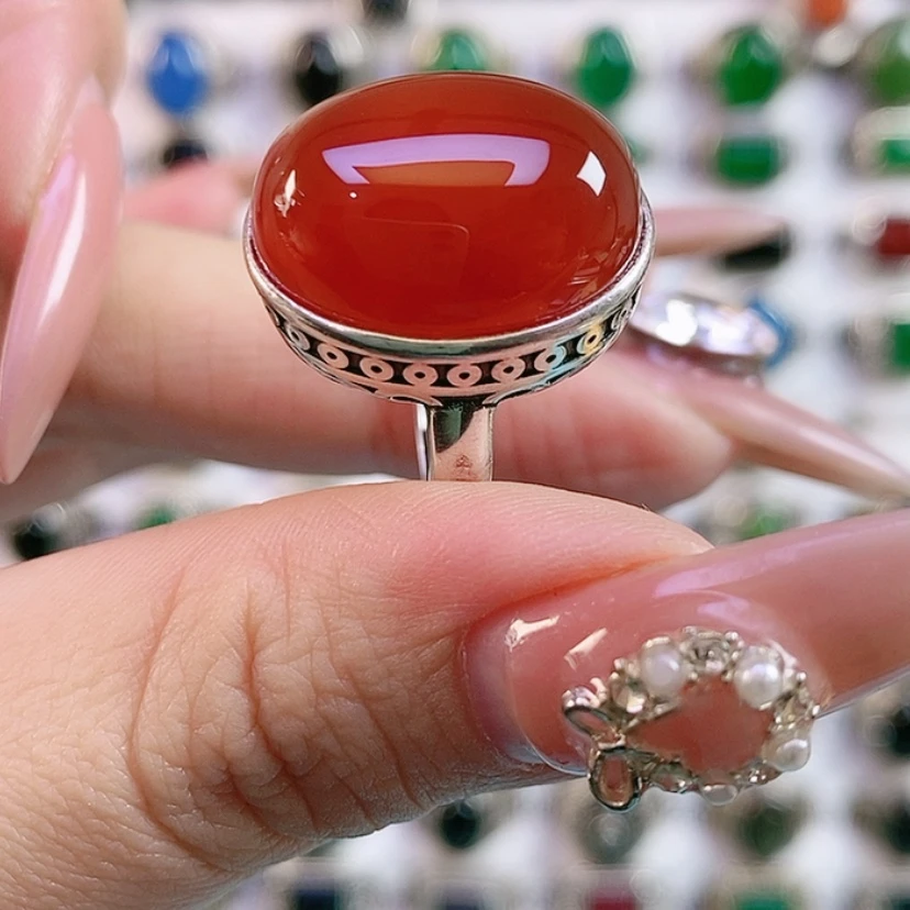 【闪购商品】银S925镶嵌戒指玛瑙/玉髓