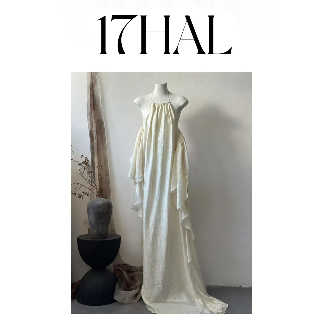 17HAL 重工设计感显瘦不规则吊带长裙露背礼服晨袍 016