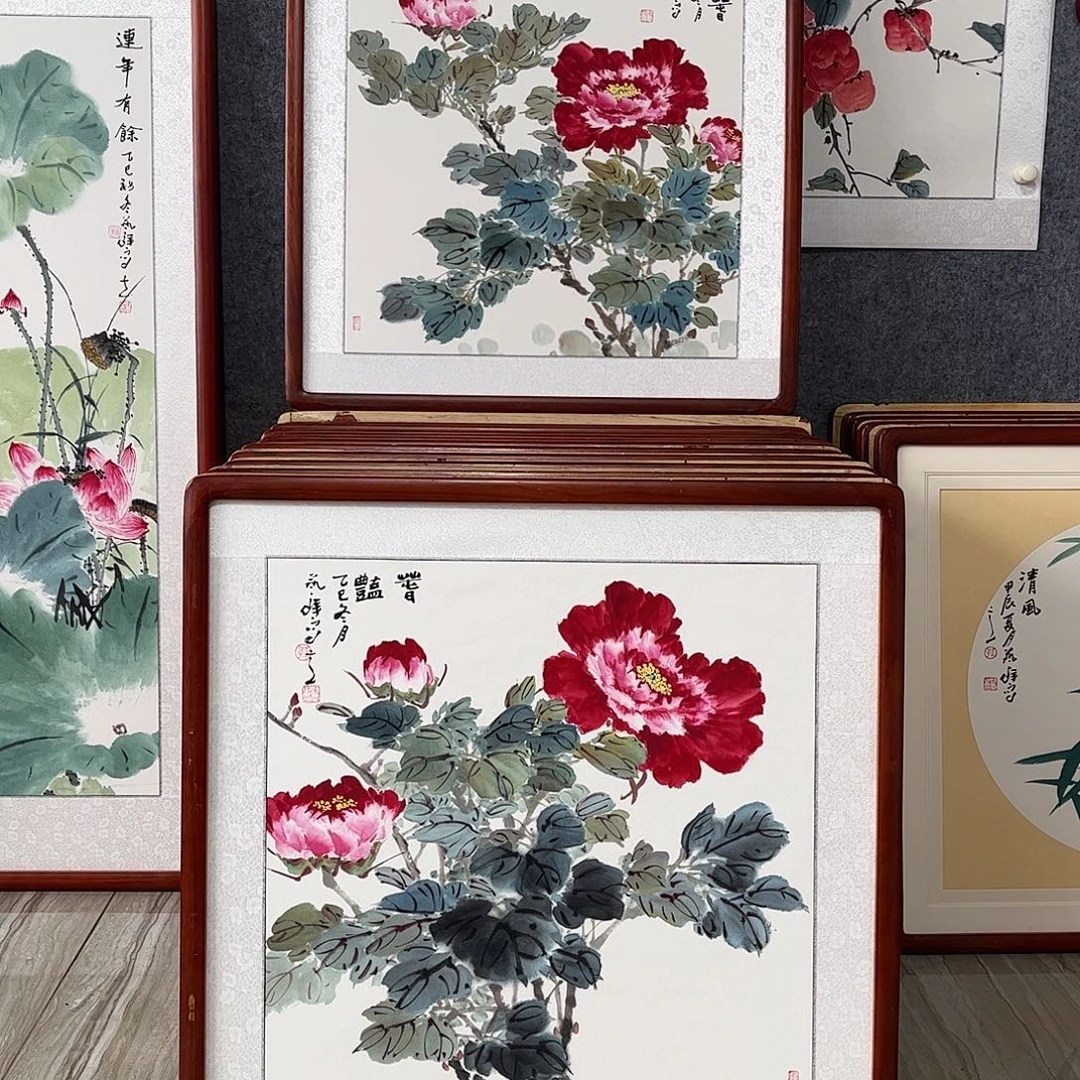 国画书画作品带框63×63