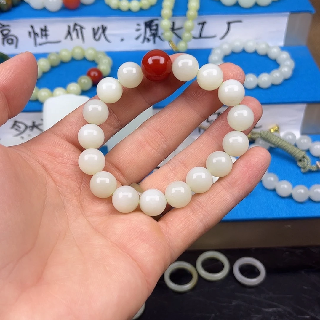 和田玉未镶嵌颈饰和田玉12毫米左右手串