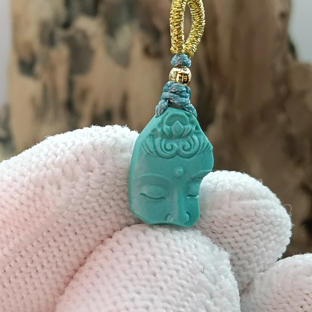 原矿绿松石高瓷玉化精雕参佛