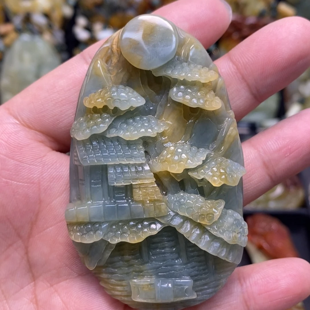 蛇纹石玉未镶嵌吊坠(赠链)