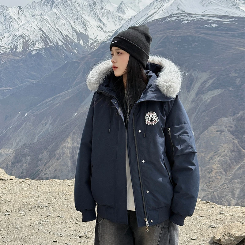 棉服女冬季2025年新款ins大毛领韩版宽松棉衣加厚保暖棉袄男外套