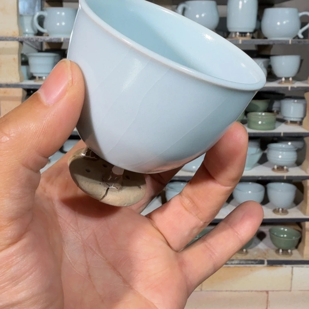 摆件汝瓷月白缸杯原矿原釉
