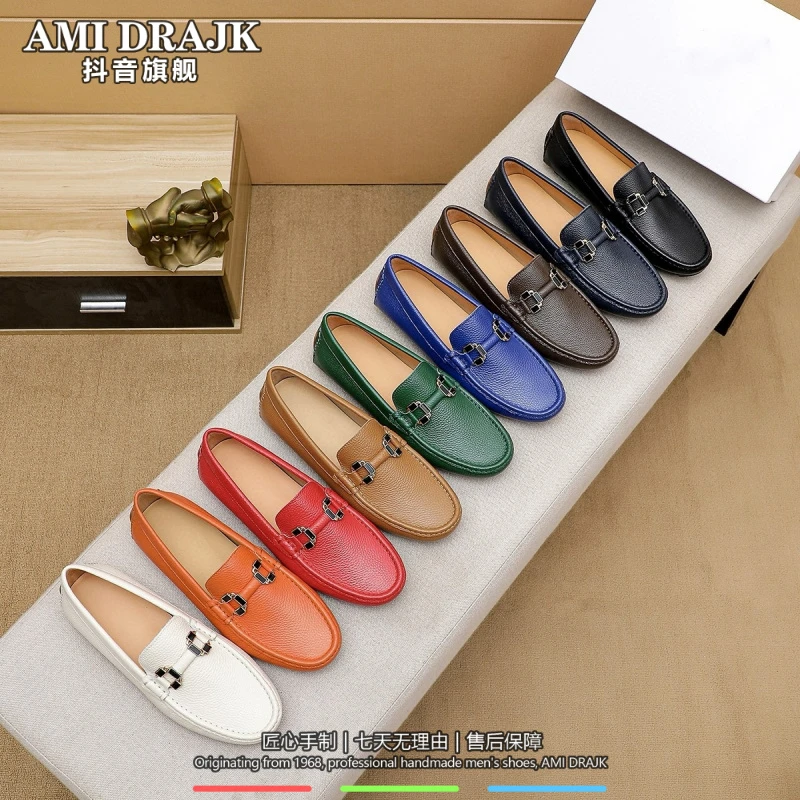AMI DRAJK欧洲站豆豆鞋真皮2025年软皮男鞋一脚蹬透气百搭男士休