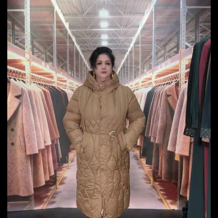 休闲保暖中长款连帽长款修身型女装韩版冬季女款网红时尚女士