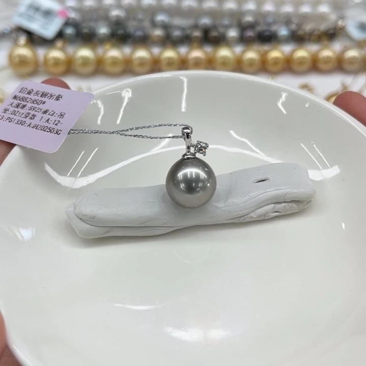 银S925镶嵌吊坠(不含链)海水珍珠11-12mm 81号