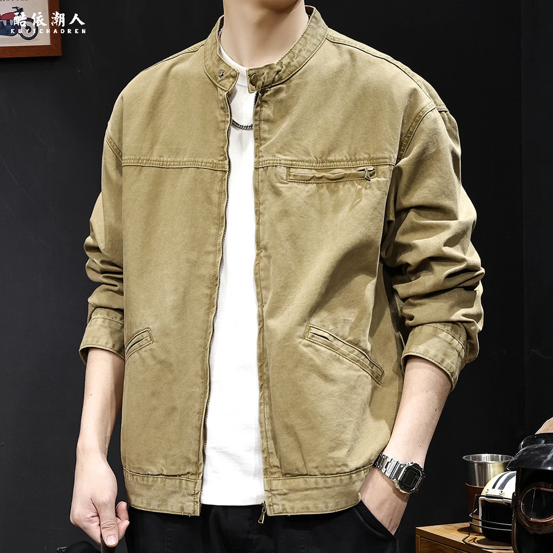 美式夹克外套男春秋款复古潮牌大码男士衣服2025新款上衣秋季男装