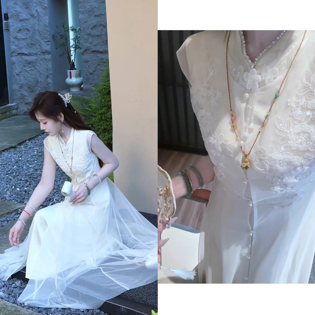 【婷婷】《林不晚》古典旗袍连衣裙/珠片绣大摆开衫套装 TTH2SX692【Q】