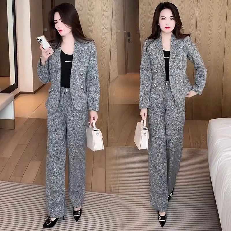 时尚套装女士春秋新款小个子高级感气质西装外套阔腿裤职业两件套