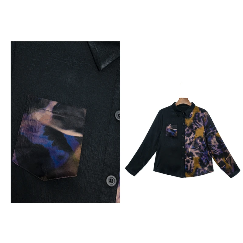 【年华】6A桑蚕丝香云纱冠乐皱工字纹拼接款休闲长袖衬衫