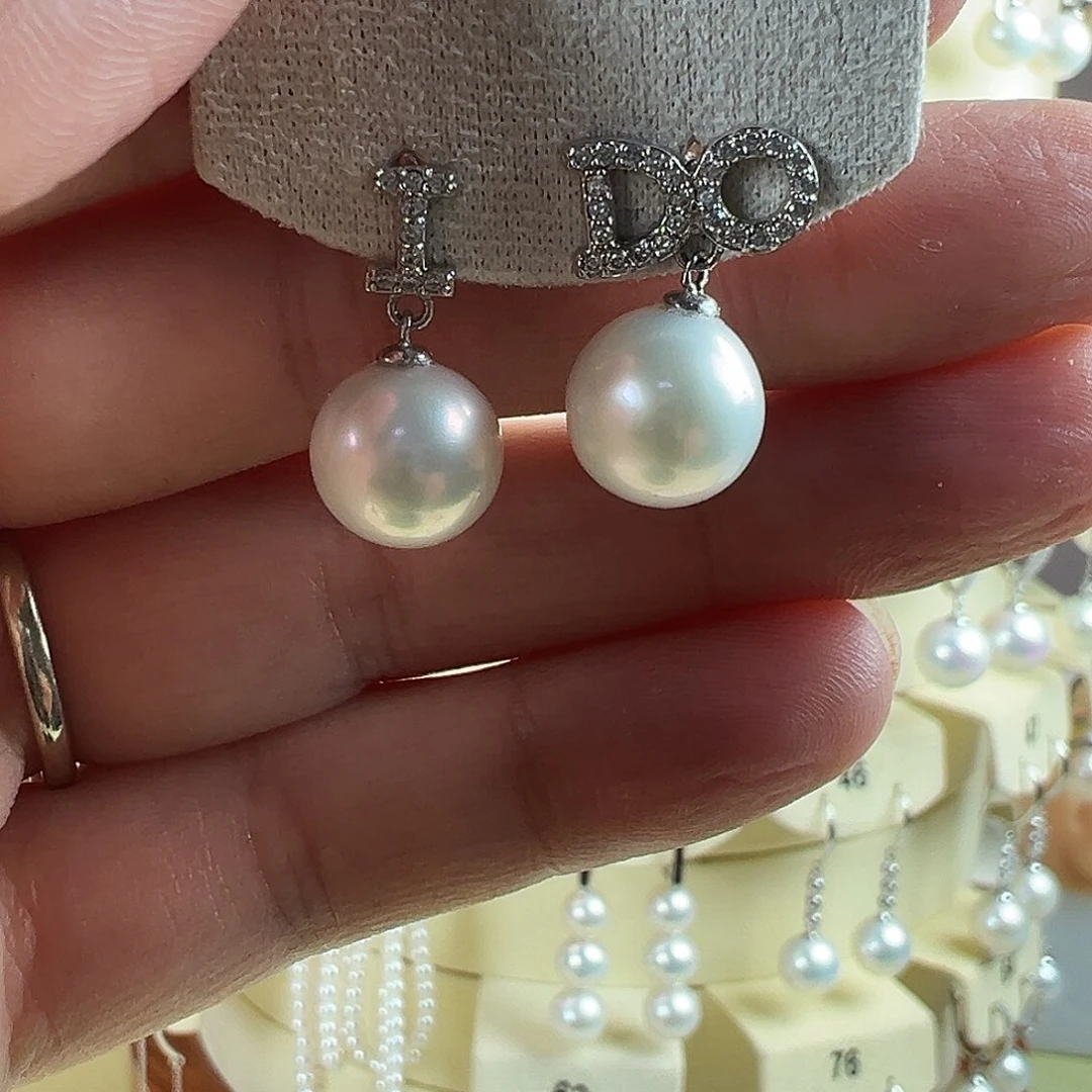 银S925镶嵌淡水珍珠耳饰