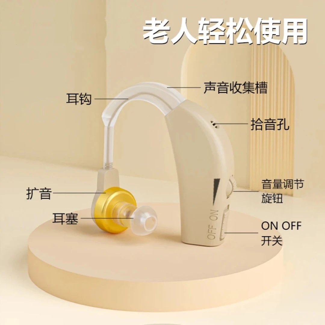 药恩耳背式助听器耳机老年人用老年助听器老人耳朵听力器助听器
