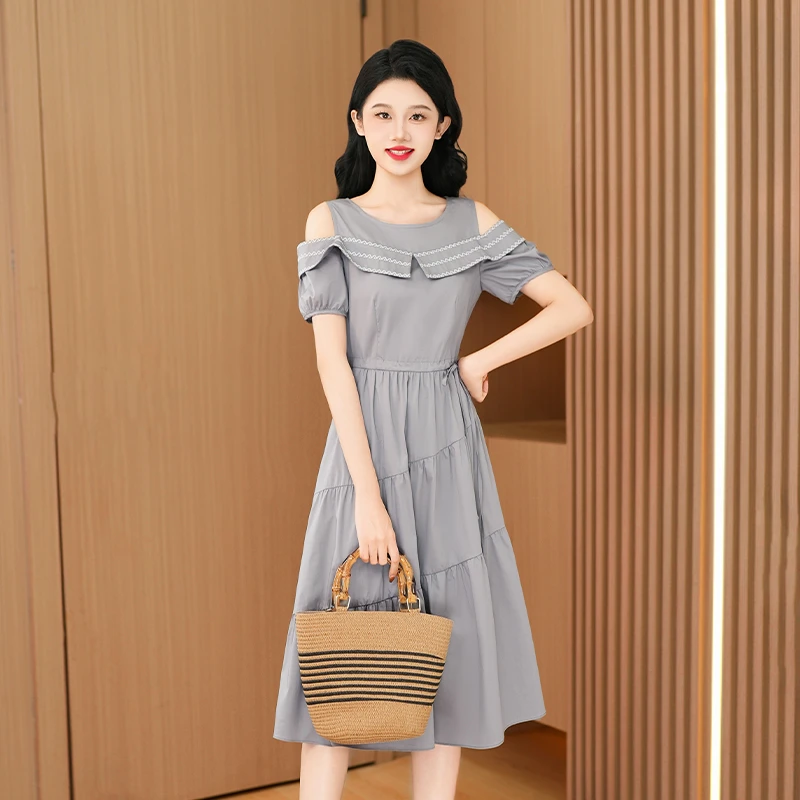 【现货】优雅新款气质时尚大气减龄收腰显瘦连衣裙26450