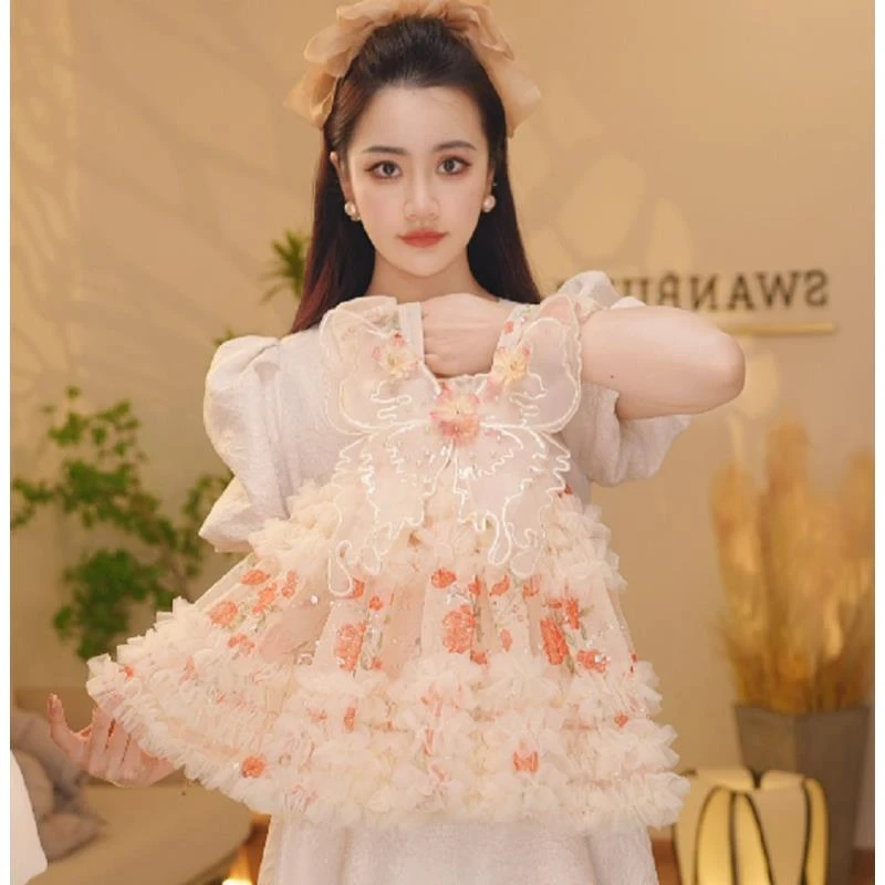 （现货）【Y.d1140】25夏新款女童蝴蝶翅膀碎花公主裙仙气吊带连衣裙
