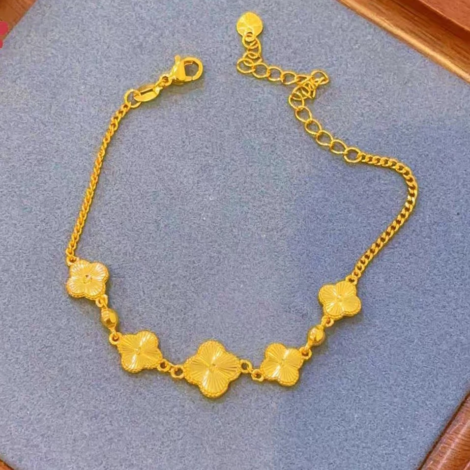 拉丝四叶草手链（无礼盒）JS013