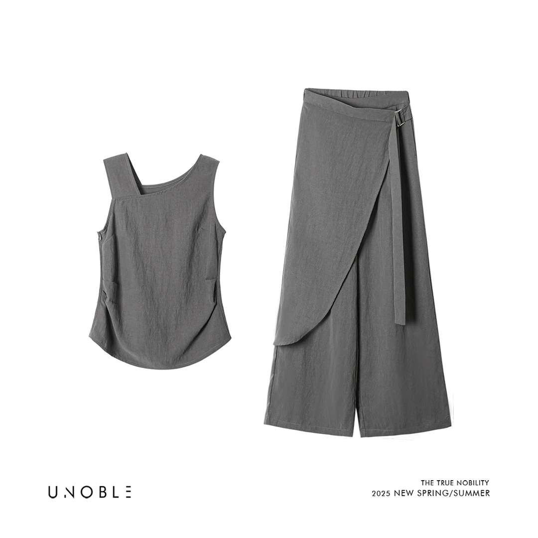 HD【斜肩背心+设计感长裤】2025夏季 拼接设计两件套 UNTZ25201578