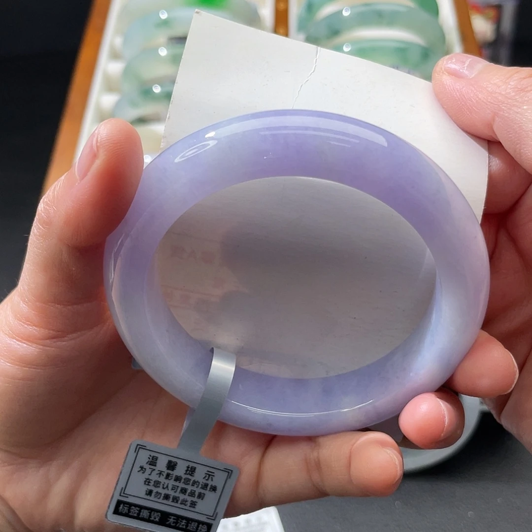 翡翠未镶嵌手镯56.7粉紫